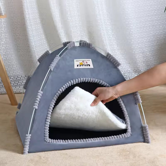 Foldable Pet Nest – Lightweight Cat & Dog Tent with Summer Cool Mat, Indoor & Outdoor Use