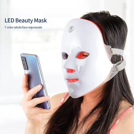 Wireless 7-Color LED Face and Neck Mask Skin Rejuvenation Machine
