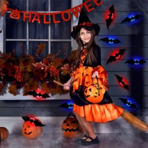 🦇 3D Halloween LED Light-Up Bats 🎃 Spooky Wall & Window Decor 🎃