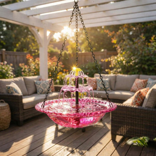 Solar Cascade Hanging Bird Bath Fountain
