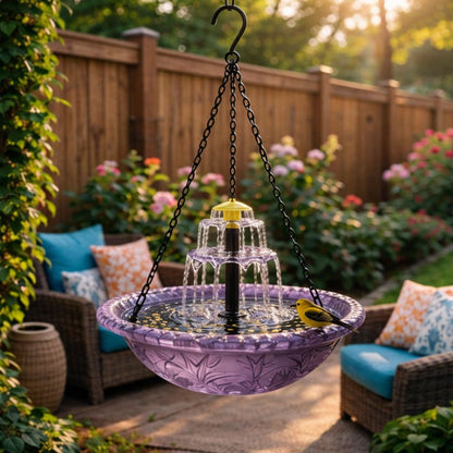 Solar Cascade Hanging Bird Bath Fountain