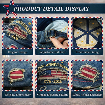 US 250th Anniversary Denim Hat — Celebrate 1776–2026