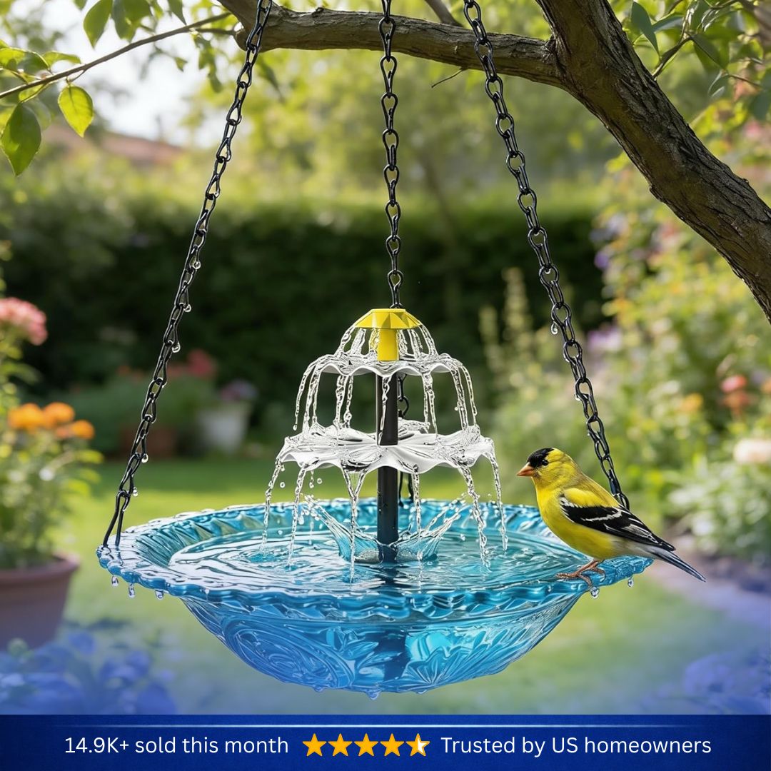 Solar Cascade Hanging Bird Bath Fountain