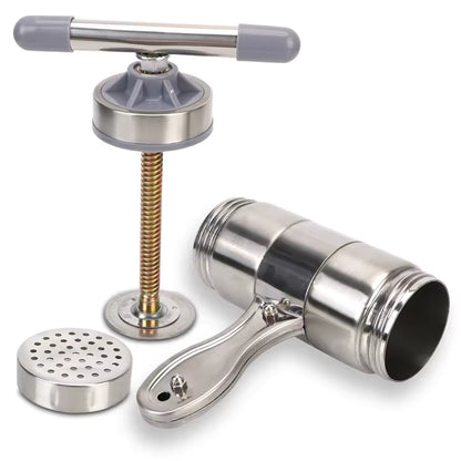 Homemade Pasta Maker Manual Spaghetti Noodle Press Stainless Steel with 5 Molds