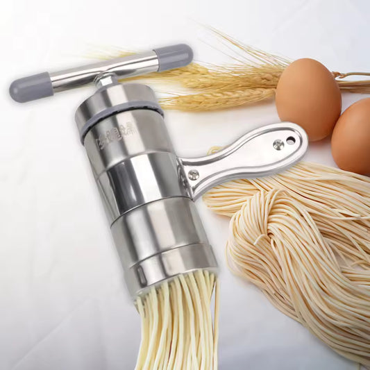 Homemade Pasta Maker Manual Spaghetti Noodle Press Stainless Steel with 5 Molds