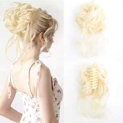 Clip in Synthetic Hair Bun Messy Curly Fluffy Ponytail Chignon Women