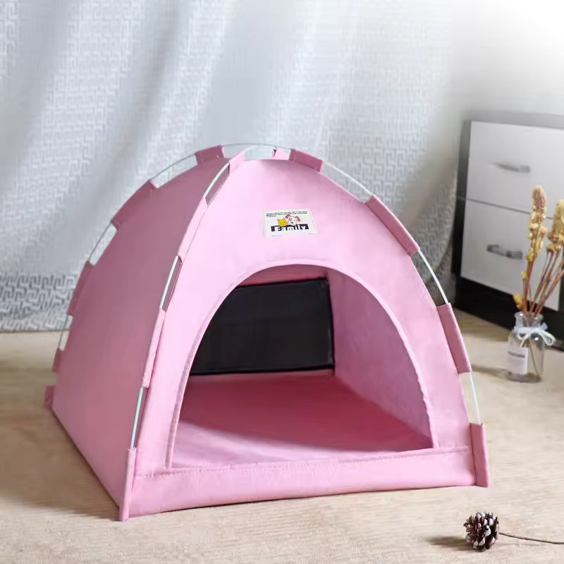 Foldable Pet Nest – Lightweight Cat & Dog Tent with Summer Cool Mat, Indoor & Outdoor Use