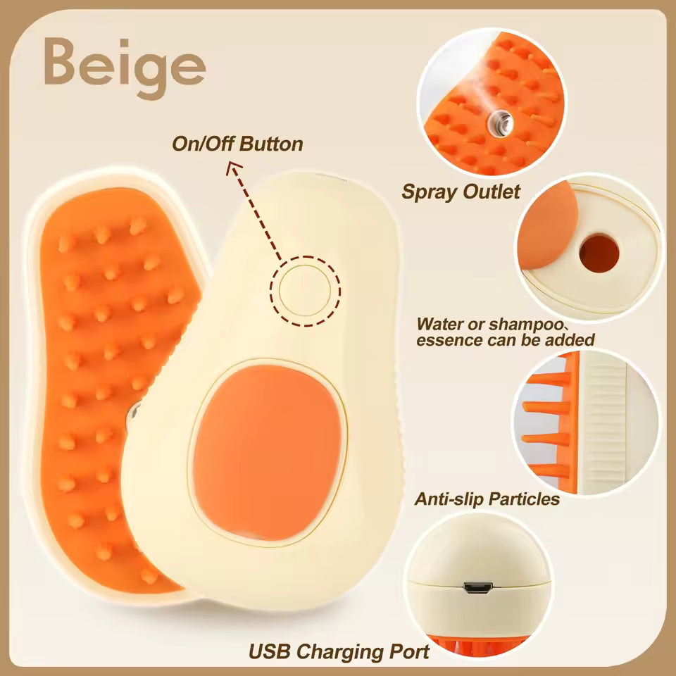 3-in-1 Pet Grooming Brush – Electric Steam Comb for Cats & Dogs, Hair Removal & Massage Tool