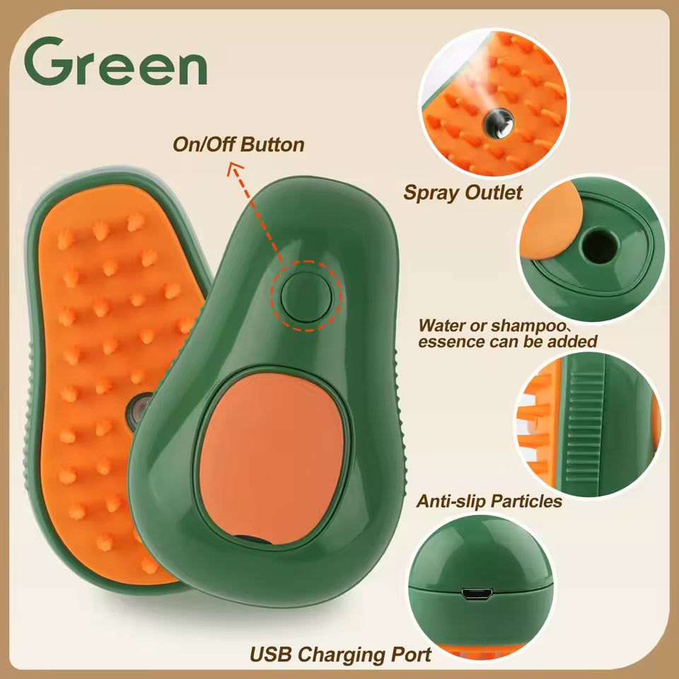3-in-1 Pet Grooming Brush – Electric Steam Comb for Cats & Dogs, Hair Removal & Massage Tool