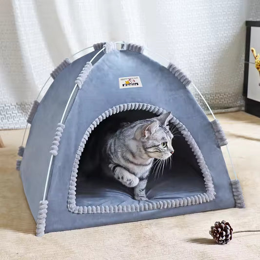 Foldable Pet Nest – Lightweight Cat & Dog Tent with Summer Cool Mat, Indoor & Outdoor Use