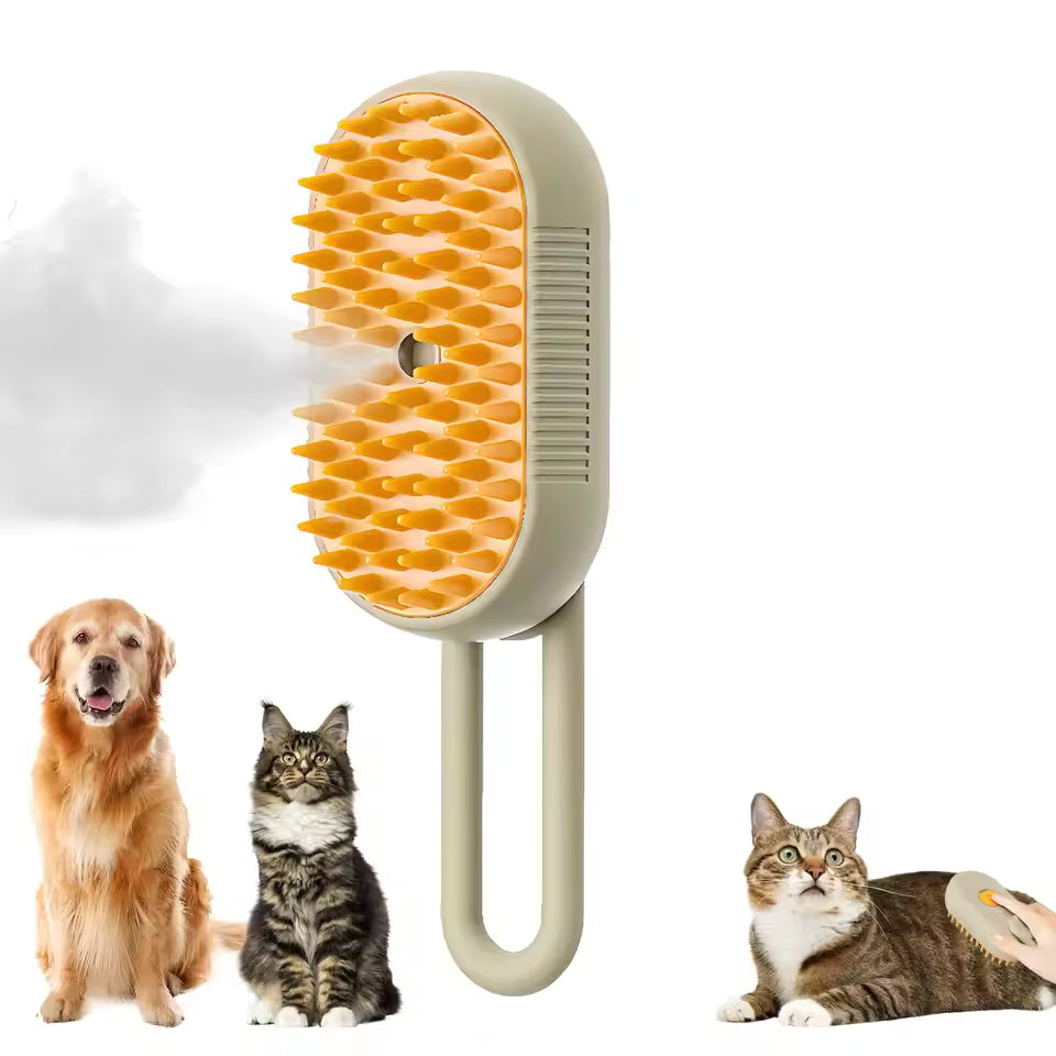 3-in-1 Pet Grooming Brush – Electric Steam Comb for Cats & Dogs, Hair Removal & Massage Tool