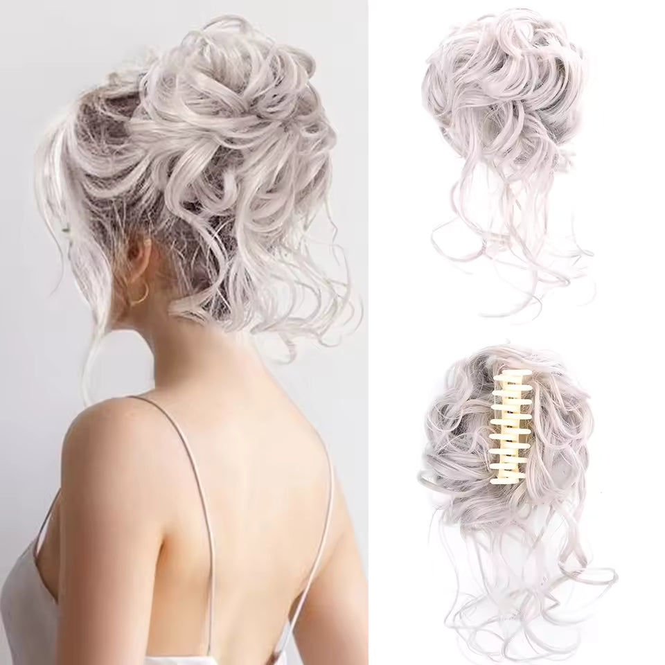 Clip in Synthetic Hair Bun Messy Curly Fluffy Ponytail Chignon Women
