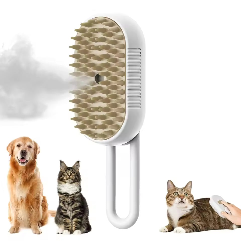 3-in-1 Pet Grooming Brush – Electric Steam Comb for Cats & Dogs, Hair Removal & Massage Tool