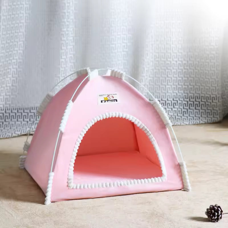 Foldable Pet Nest – Lightweight Cat & Dog Tent with Summer Cool Mat, Indoor & Outdoor Use