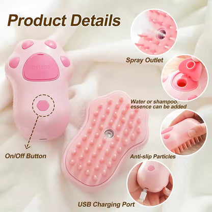 3-in-1 Pet Grooming Brush – Electric Steam Comb for Cats & Dogs, Hair Removal & Massage Tool