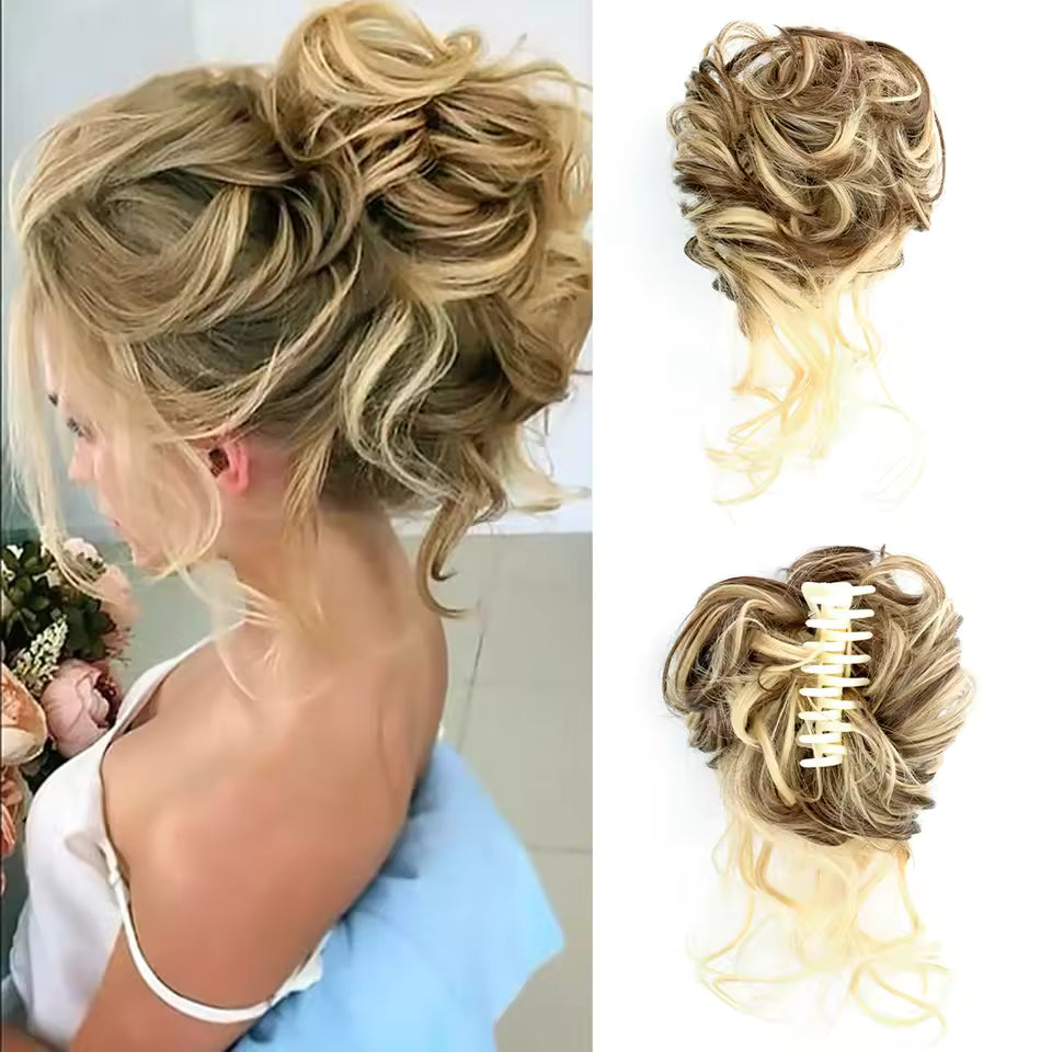 Clip in Synthetic Hair Bun Messy Curly Fluffy Ponytail Chignon Women