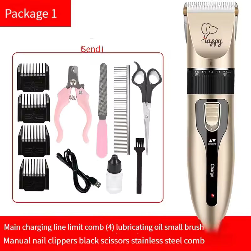 Cordless Pet Hair Clipper Set – Professional Dog & Cat Grooming Trimmer with Ceramic Blade