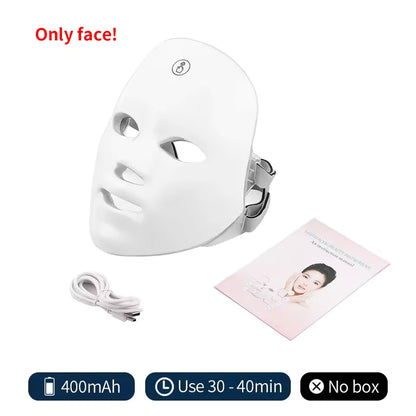 Wireless 7-Color LED Face and Neck Mask Skin Rejuvenation Machine