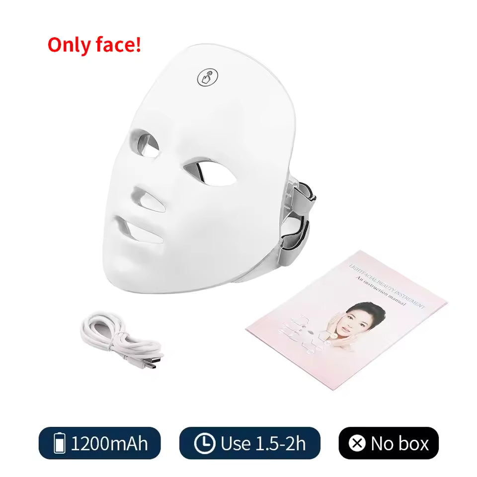 Wireless 7-Color LED Face and Neck Mask Skin Rejuvenation Machine