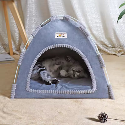 Foldable Pet Nest – Lightweight Cat & Dog Tent with Summer Cool Mat, Indoor & Outdoor Use
