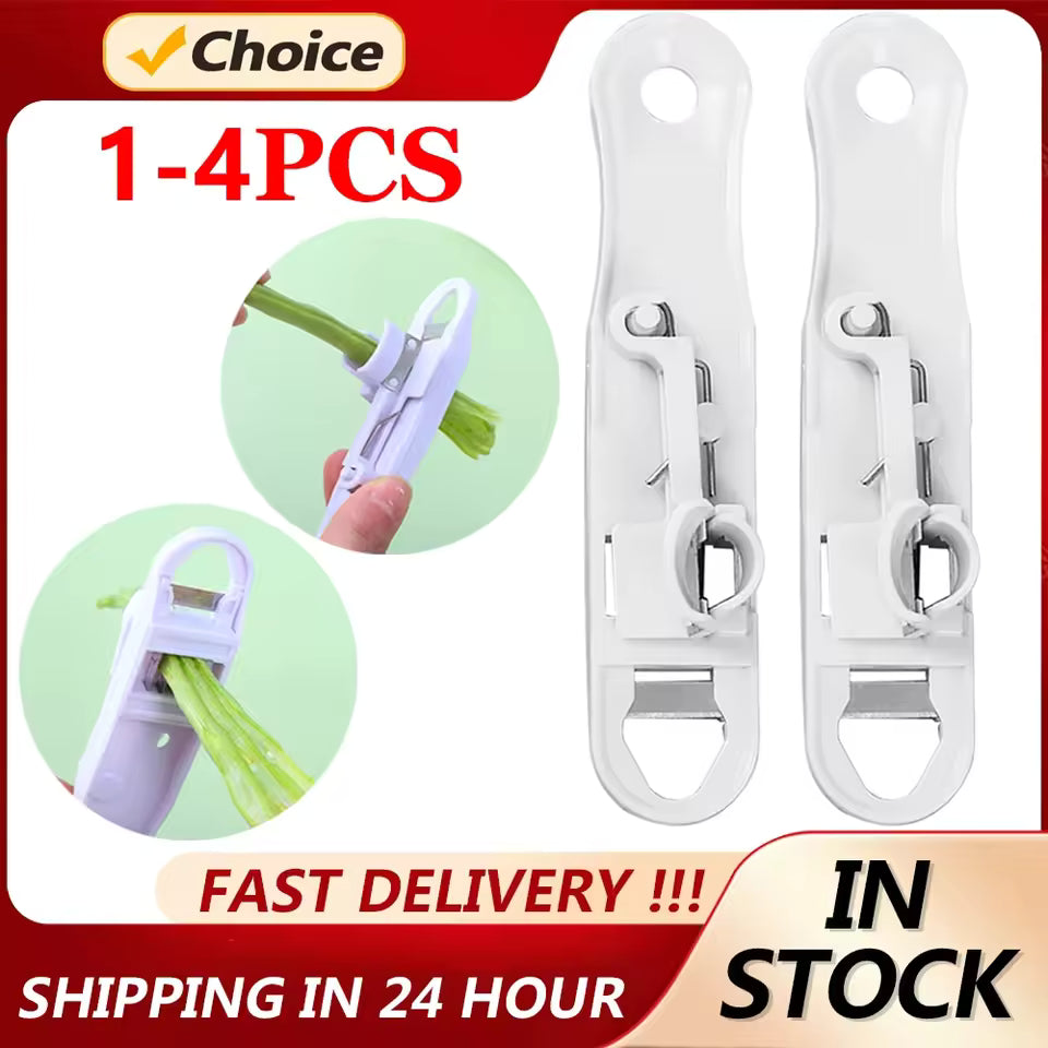 1–4PCS Sharp Stainless Steel Green Bean Slicer Cutter Kitchen Chopper