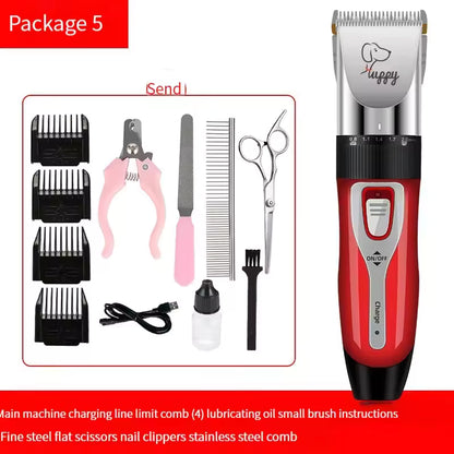 Cordless Pet Hair Clipper Set – Professional Dog & Cat Grooming Trimmer with Ceramic Blade