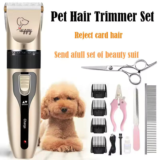 Cordless Pet Hair Clipper Set – Professional Dog & Cat Grooming Trimmer with Ceramic Blade