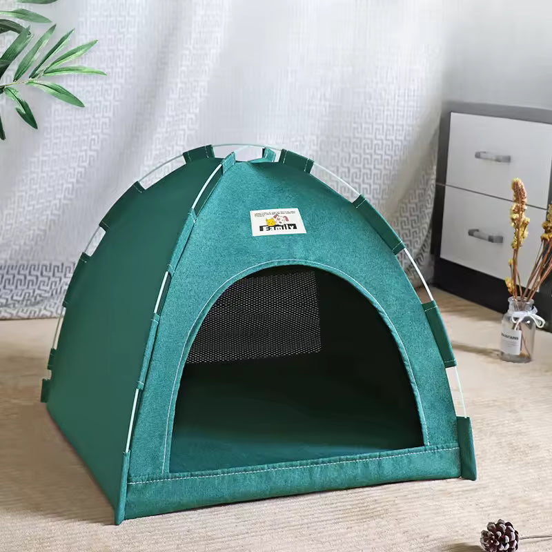 Foldable Pet Nest – Lightweight Cat & Dog Tent with Summer Cool Mat, Indoor & Outdoor Use