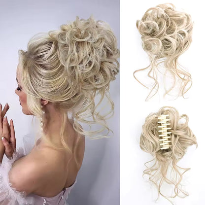 Clip in Synthetic Hair Bun Messy Curly Fluffy Ponytail Chignon Women