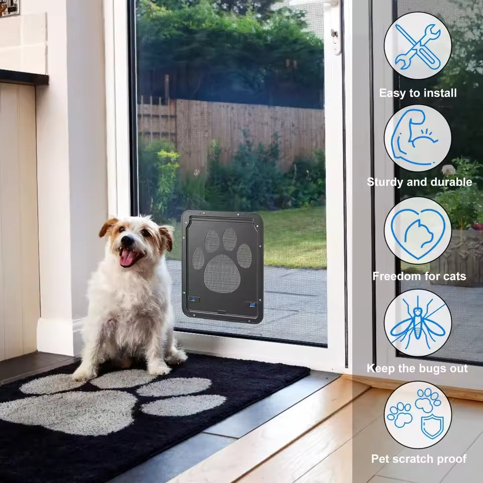 Secure Magnetic Pet Door – Lockable Screen Door for Cats and Dogs, Outdoor & Indoor Use