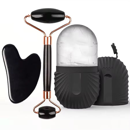 Ice Face Roller Set – Facial Skincare & Massage Tool Kit with Gua Sha, Lifting & Contouring Rollers