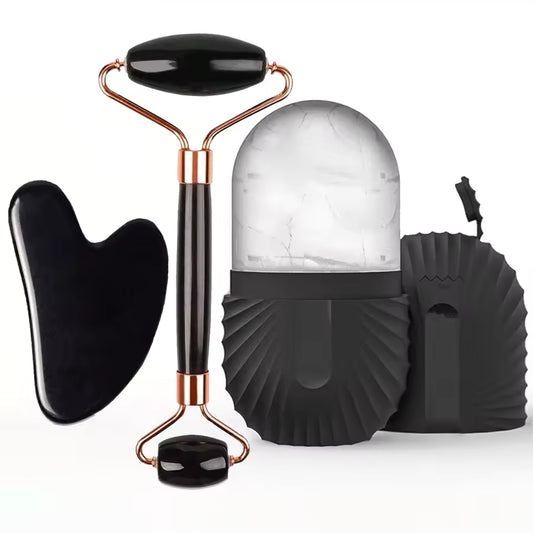 Ice Face Roller Set – Facial Skincare & Massage Tool Kit with Gua Sha, Lifting & Contouring Rollers