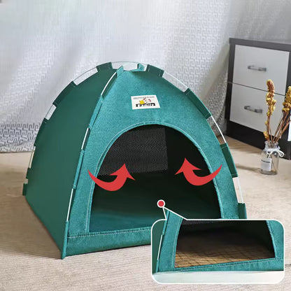 Foldable Pet Nest – Lightweight Cat & Dog Tent with Summer Cool Mat, Indoor & Outdoor Use
