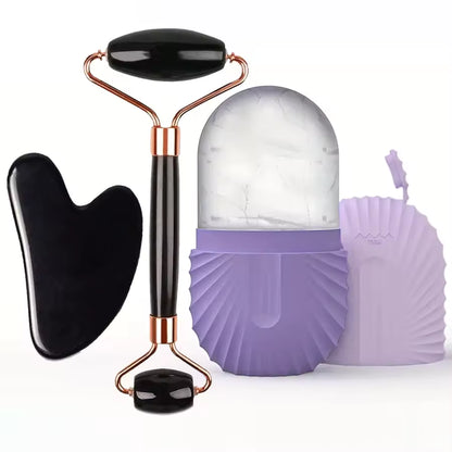 Ice Face Roller Set – Facial Skincare & Massage Tool Kit with Gua Sha, Lifting & Contouring Rollers
