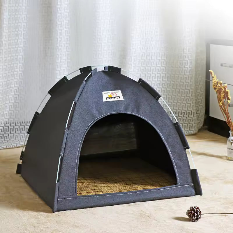 Foldable Pet Nest – Lightweight Cat & Dog Tent with Summer Cool Mat, Indoor & Outdoor Use