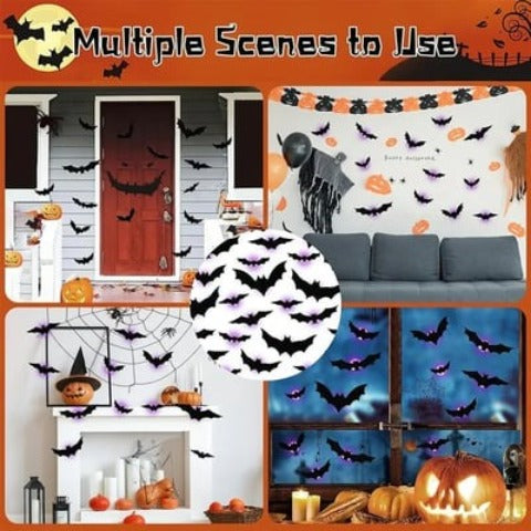 🦇 3D Halloween LED Light-Up Bats 🎃 Spooky Wall & Window Decor 🎃